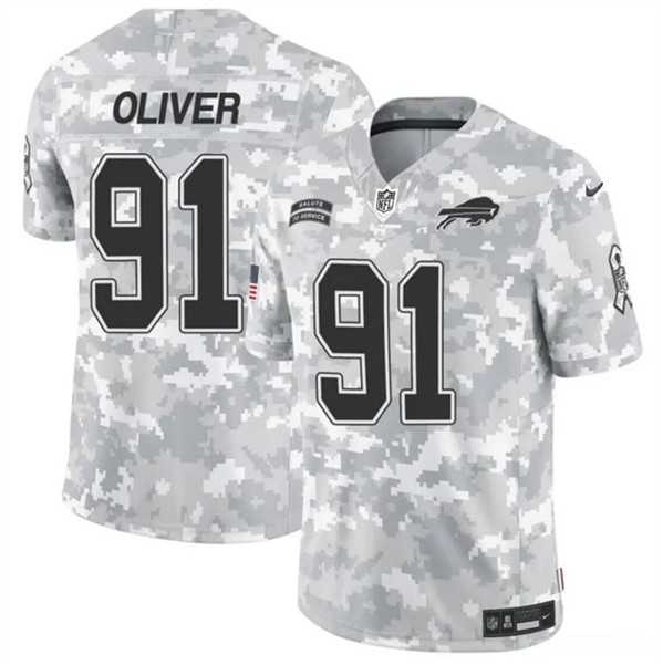 Mens Buffalo Bills #91 Ed Oliver 2024 F.U.S.E. Arctic Camo Salute to Service Limited Stitched Jersey Dzhi